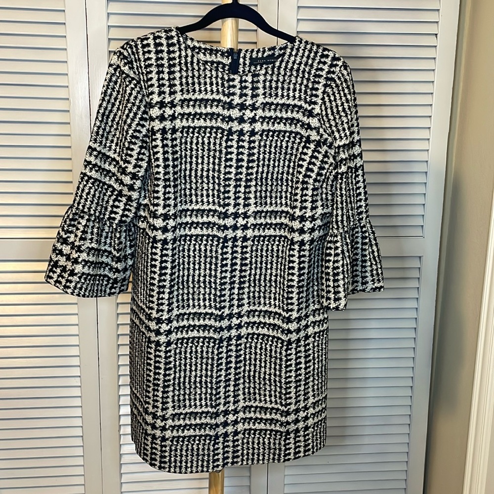 LN Zara Woman Black & White Print 3/4 Sleeve Dress - Sz M